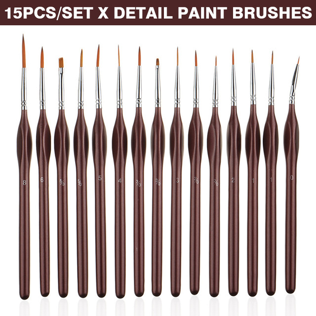 15pcs Miniature Brush Detail Paint Brushes Gouache Oil Painting Brushes  Thin Hook Line Pen Brushes Painting Supplies - Paint Brushes - AliExpress